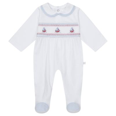 Picture of Deolinda Baby Boys Victory Smocked Boats Babygrow  - White Blue Red