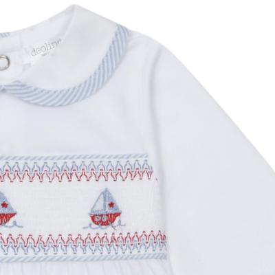 Picture of Deolinda Baby Boys Victory Smocked Boats Babygrow  - White Blue Red