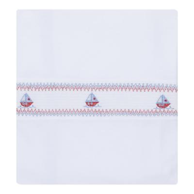 Picture of Deolinda Baby Boys Victory Smocked Boats Shawl Blanket - White Blue