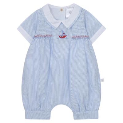 Picture of Deolinda Baby Boys Victory Smocked Boats Romper  - White Blue Red 