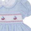 Picture of Deolinda Girls Victory Puff Sleeve Stripe Dress - White Blue