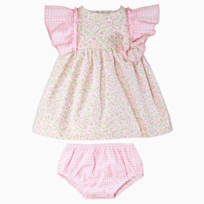 Picture of Miranda Baby Girls  Gingham & Floral Dress & Panties Set X 2 - Pink