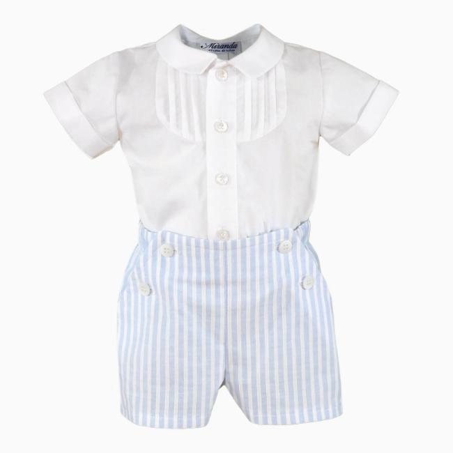 Picture of Miranda Baby Boys Stripe Shorts Set X 2 - White Blue