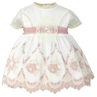 Picture of PRE ORDER Miranda Baby Girls Tulle & Lace Occasion Dress - Ivory Pink