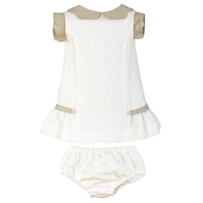 Picture of PRE ORDER Miranda Baby Girls Textured Dress & Panties Set X 2 - Ivory Beige