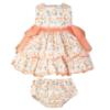 Picture of PRE ORDER Miranda Baby Girls Floral Ruffle Dress & Panties Set X 2 - White Orange