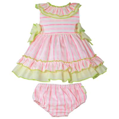 Picture of Miranda Baby Girls Ruffle Dress & Panties Set X 2 - Neon Pink Green