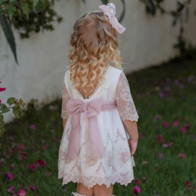 Picture of Miranda  Girls Tulle & Lace Occasion Dress - Ivory Pink