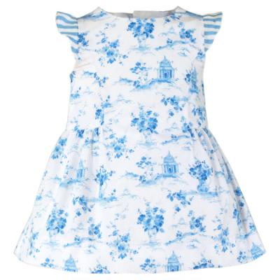 Picture of Miranda Baby Girls Floral Ruffle Dress - White Blue