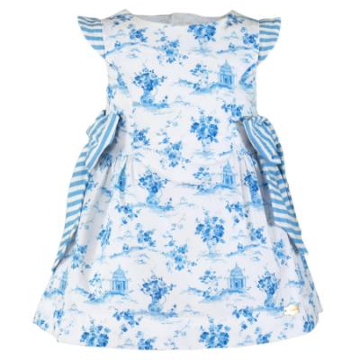 Picture of Miranda Girls Floral Dress with Side Bows - White Blue