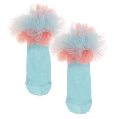 Picture of Daga Girls  Ankle Socks With Tulle - Aqua Blue Coral