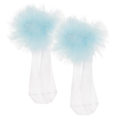 Picture of Daga Girls  Ankle Socks With Tulle - White  Aqua Blue 