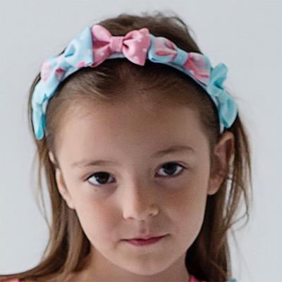 Picture of Daga Girls Magic Bow Headband - Aqua Blue Coral Pink 