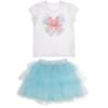 Picture of Daga Girls Magic Bow Applique Top & Tulle Skirt Set X 2 - White Aqua Blue 