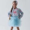 Picture of Daga Girls Magic Bow AOP Print Bomber Jacket - Aqua Blue Coral Pink