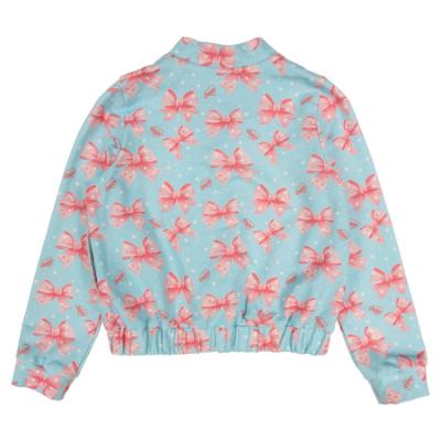 Picture of PRE ORDER Daga Girls Magic Bow AOP Print Bomber Jacket - Aqua Blue Coral Pink