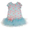 Picture of Daga Girls Magic Bow AOP Print Tulle Hem Dress  - Aqua Blue Coral Pink