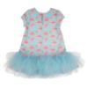 Picture of Daga Girls Magic Bow AOP Print Tulle Hem Dress  - Aqua Blue Coral Pink