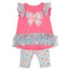 Picture of Daga Girls Magic Bow Ruffle Tunic & Print Legging Set X 2 - Fucsia Pink Aqua Blue 