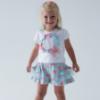 Picture of PRE ORDER Daga Girls Magic Bow Applique Top & Ruffle Skorts Set X 2 - White Aqua Blue