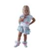 Picture of PRE ORDER Daga Girls Magic Bow Applique Top & Ruffle Skorts Set X 2 - White Aqua Blue