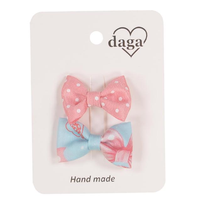 Picture of Daga Girls Magic Bow Hair Clips X 2  - Aqua Blue Coral Pink 