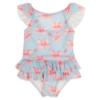 Picture of PRE ORDER Daga Girls Magic Bow AOP Print Lycra Swimsuit  - Aqua Blue Coral Pink 