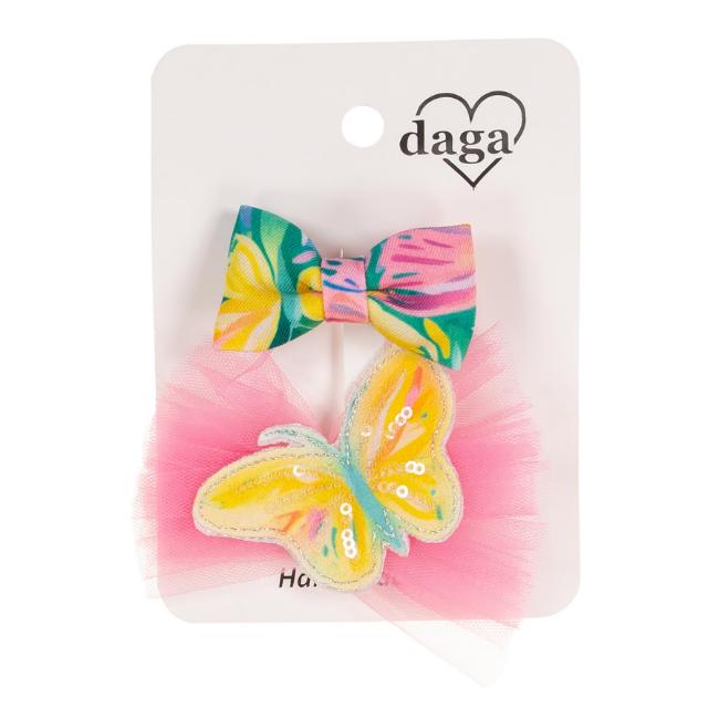 Picture of PRE ORDER Daga Girls Pink Paradise Hair Clips X 2 - Fucsia Pink Multi