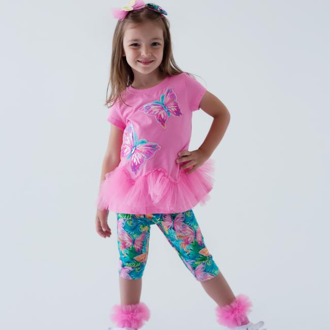 Picture of Daga Girls Pink Paradise Tunic & Leggings Set X 2 - Fucsia Pink Blue