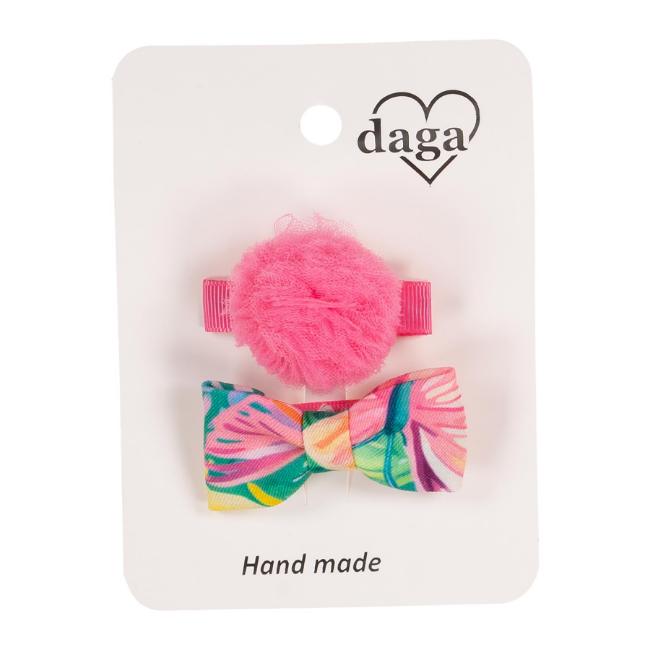 Picture of PRE ORDER Daga Girls Pink Paradise Hair Clips X 2 - Fucsia Pink Multi