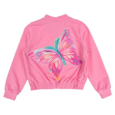 Picture of Daga Girls Pink Paradise Butterfly Applique Bomber Jacket - Fucsia Pink