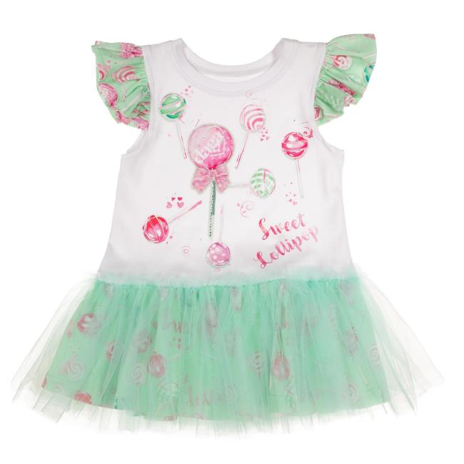 Picture of Daga Girls More Sugar Lollipop Applique Dress - White Fucsia Green