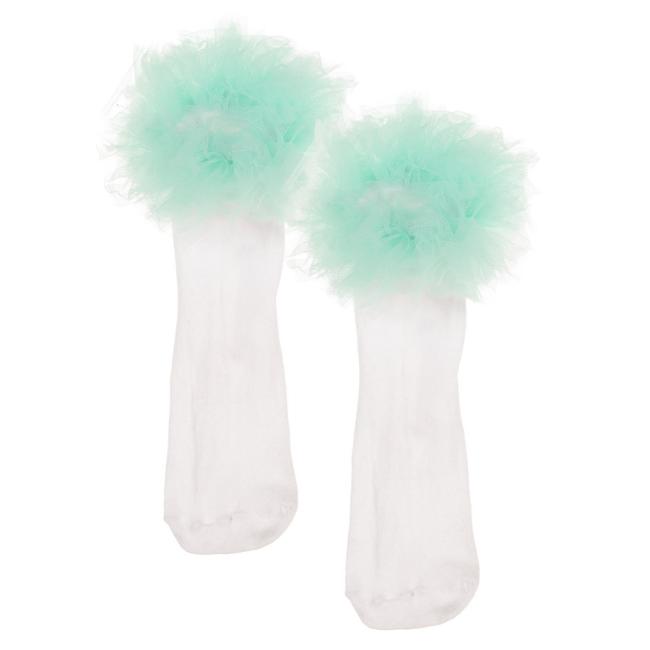 Picture of PRE ORDER Daga Girls  Ankle Socks With Tulle - White Green