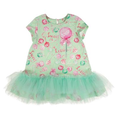 Picture of Daga Girls More Sugar AOP Print Tulle Hem Dress  - Fucsia Pink Green