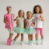 Picture of PRE ORDER Daga Girls More Sugar AOP Print Tulle Hem Dress  - Fucsia Pink Green