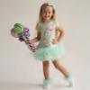 Picture of PRE ORDER Daga Girls More Sugar AOP Print Tulle Hem Dress  - Fucsia Pink Green