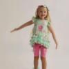 Picture of PRE ORDER Daga Girls More Sugar Ruffle Tunic & Capri Leggings Set X 2 - Green Fucsia Pink