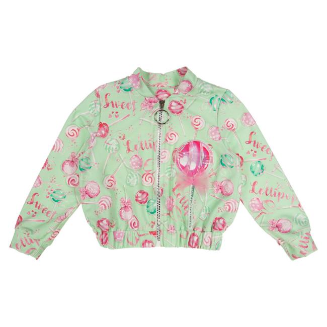 Picture of Daga Girls More Sugar AOP Lollipop Print Bomber Jacket - Green Fucsia Pink 