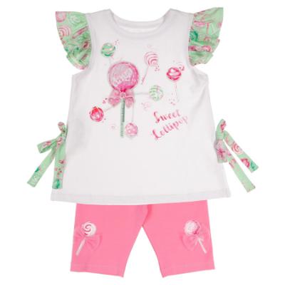 Picture of Daga Girls More Sugar Tunic & Leggings Set X 2 - White Green Fucsia