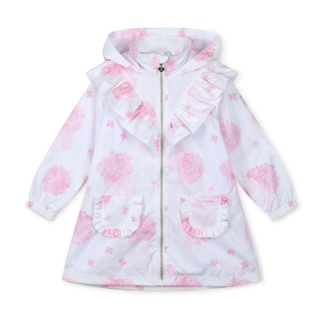 Picture of PRE ORDER A Dee Heavenly Hydrangea Celine Print Frill Jacket - Bright White