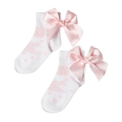 Picture of A Dee Heavenly Hydrangea Clemintine Bow Ankle Socks - Bright White Pink