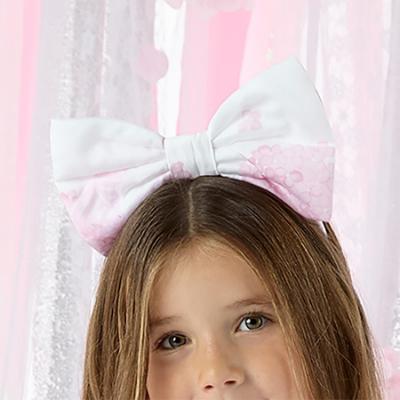 Picture of A Dee Heavenly Hydrangea Cassandra Print Bow Headband - Bright White