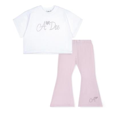 Picture of A Dee Heavenly Hydrangea Chelsea Crop Top & Flare Legging Set X 2 - Bright White