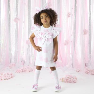 Picture of A Dee Heavenly Hydrangea Cali Sweat Dress With Large Bow - Bright White