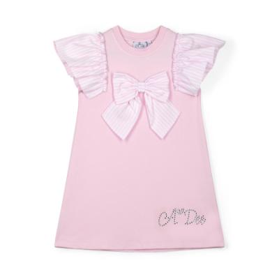 Picture of A Dee Heavenly Hydrangea Cali Sweat Dress With Large Bow - Pink Blossom