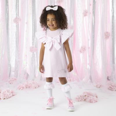 Picture of A Dee Heavenly Hydrangea Cali Sweat Dress With Large Bow - Pink Blossom