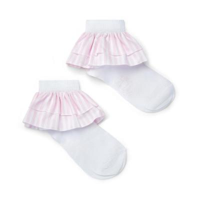 Picture of A Dee Heavenly Hydrangea Capri Seersucker Frill Ankle Socks - Bright White 