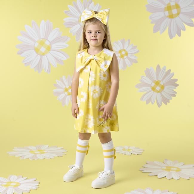 Picture of A Dee Daisy Dreamer Dottie Daisy Print A Line Dress - Daisy Yellow