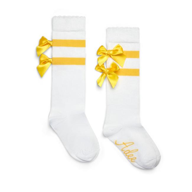 Picture of A Dee Daisy Dreamer Dawn Double Bow Knee High Socks - Bright White