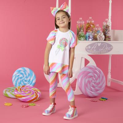 Picture of PRE ORDER A Dee Lollipop Love Eva Stripe Lollipop Legging Set X 2 - Bright White 